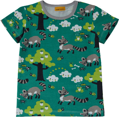 Short Sleeve Shirt, Generous Fit For Kids, Raccoon - Paita (500x500), Png Download