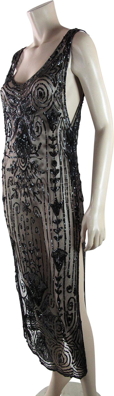 Art Deco 1920's Vintage Beaded And Sequined Tabard - Cocktail Dress (1543x1543), Png Download