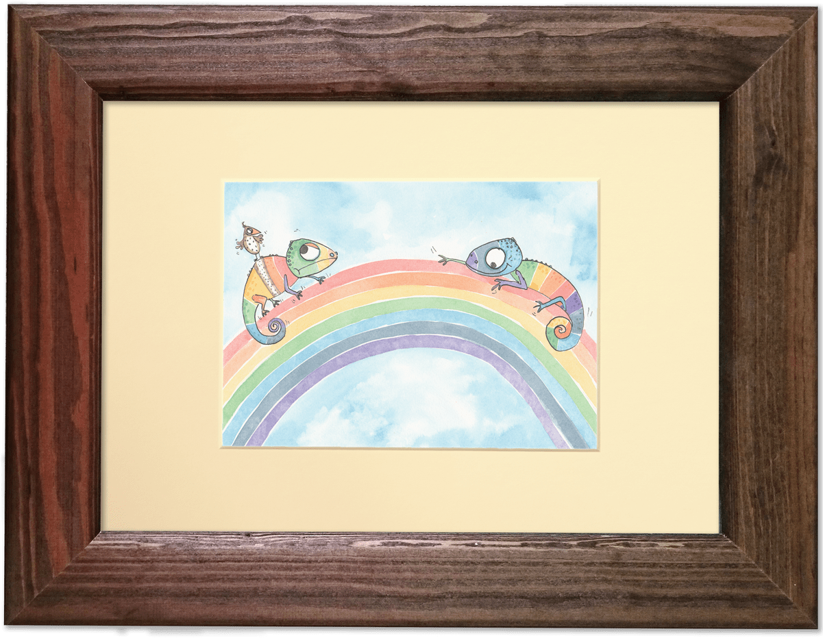 Rainbow Chameleons Frame - Picture Frame (1200x1200), Png Download