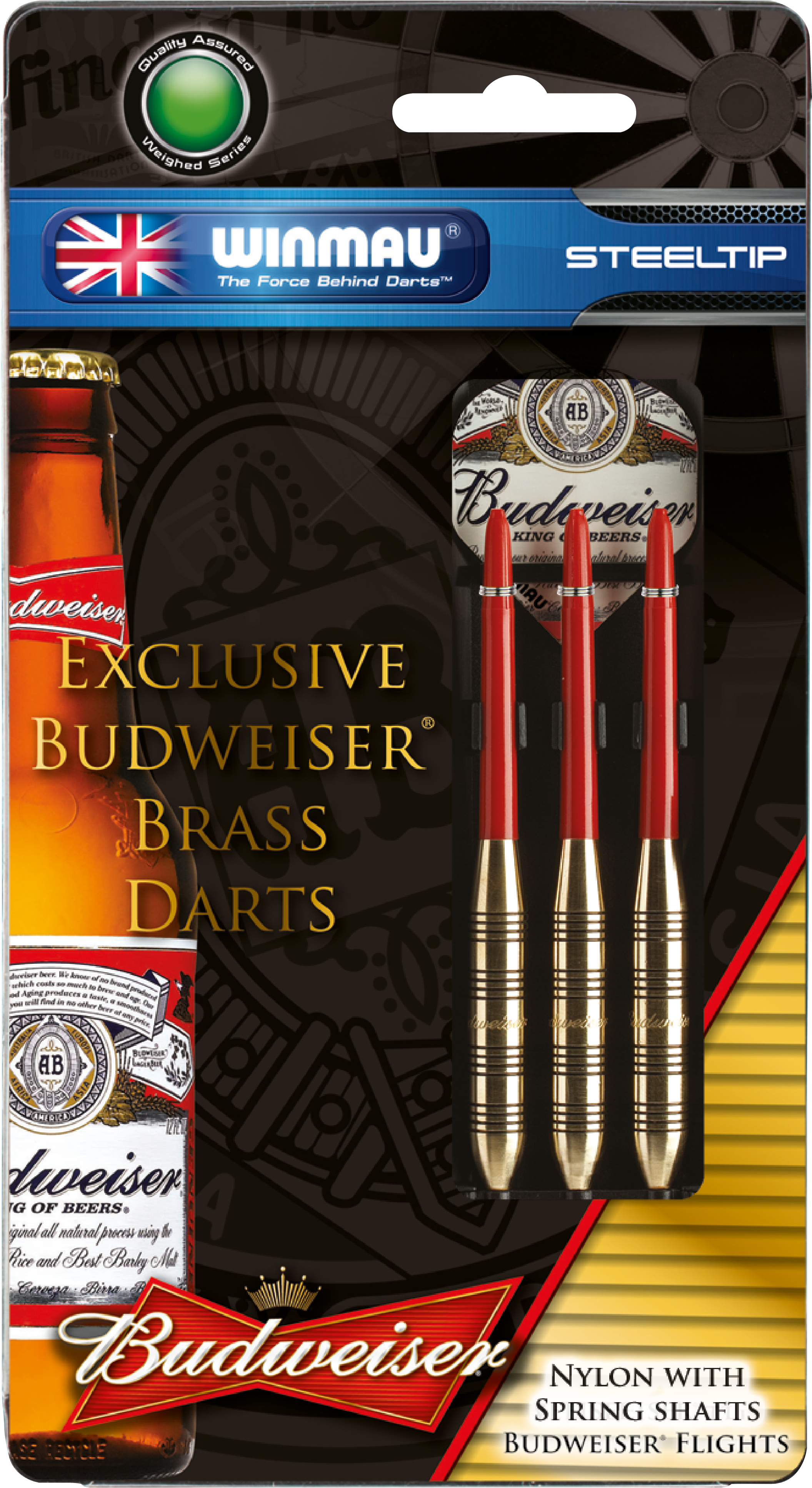 Budweiser Dart Packaging - Winmau Exclusive Budweiser Brass Darts (4444x4444), Png Download