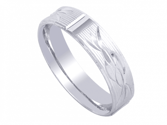 Etched Swirls Silver Ring - Titanium Ring (540x405), Png Download