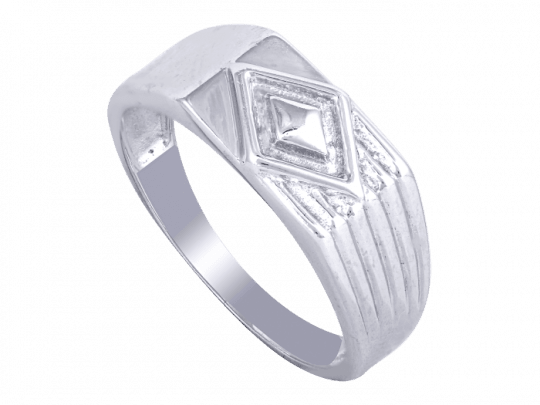 Rhombus Swirls Silver Ring - Engagement Ring (540x405), Png Download