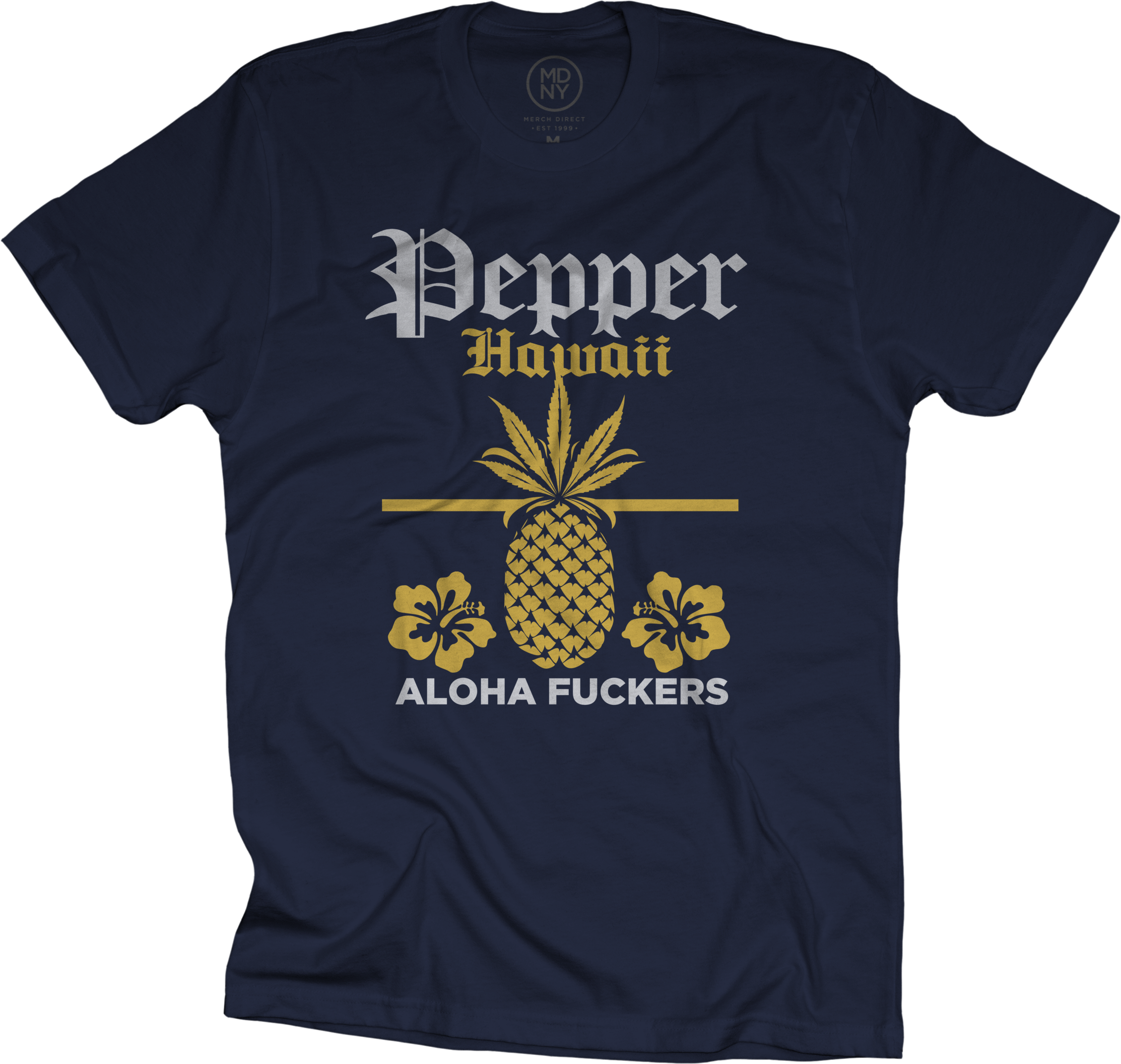 Hawaiian Pepper Navy T-shirt $25 - T-shirt (2259x2145), Png Download