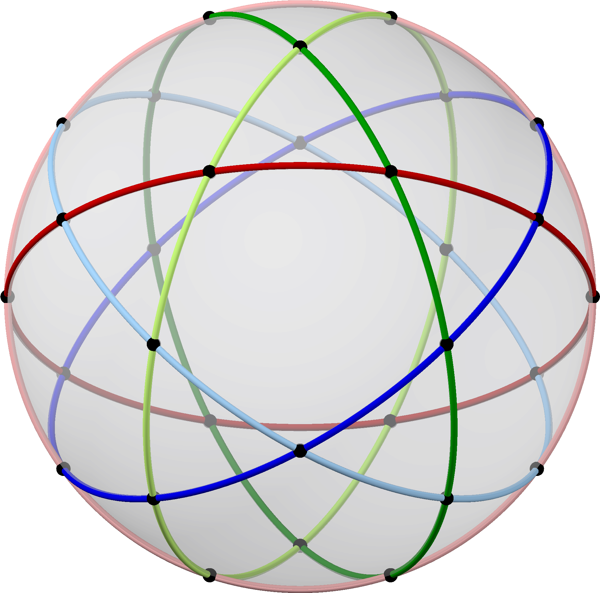 Spherical Icosidodecahedron With Colored Cicles, 5-fold - File Spherical (2000x2000), Png Download