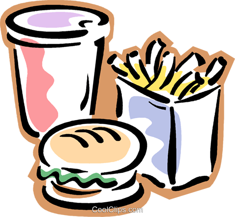Fast Food, Bebida, Batata Frita, Hambúrguer Livre De - Cartoon Burger And Chips (480x443), Png Download