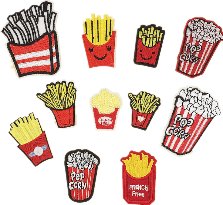 Conjuntos De Kits De Bordados Patches De Bebidas Alimentos - Patches De Batata Frita (735x677), Png Download