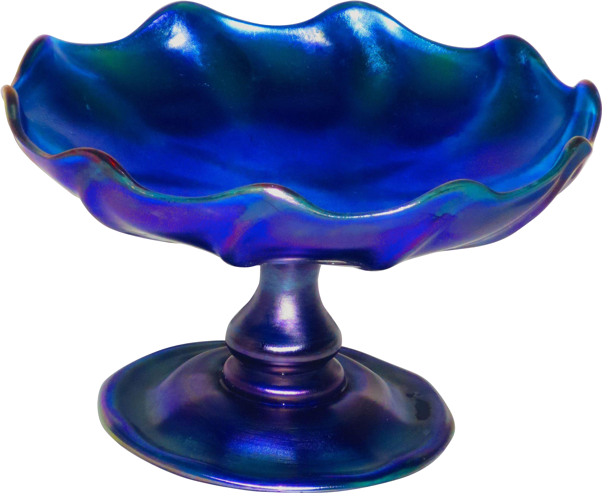 Tiffany Blue Favrile Iridescent Footed Tazza - Champagne Stemware (2030x2030), Png Download