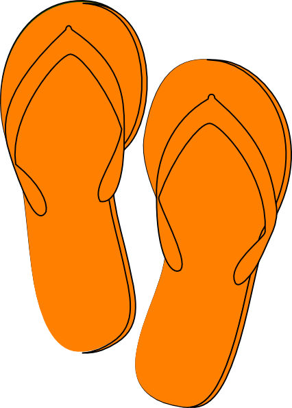 Orange Clipart Slipper - Orange Flip Flops Clipart (426x596), Png Download