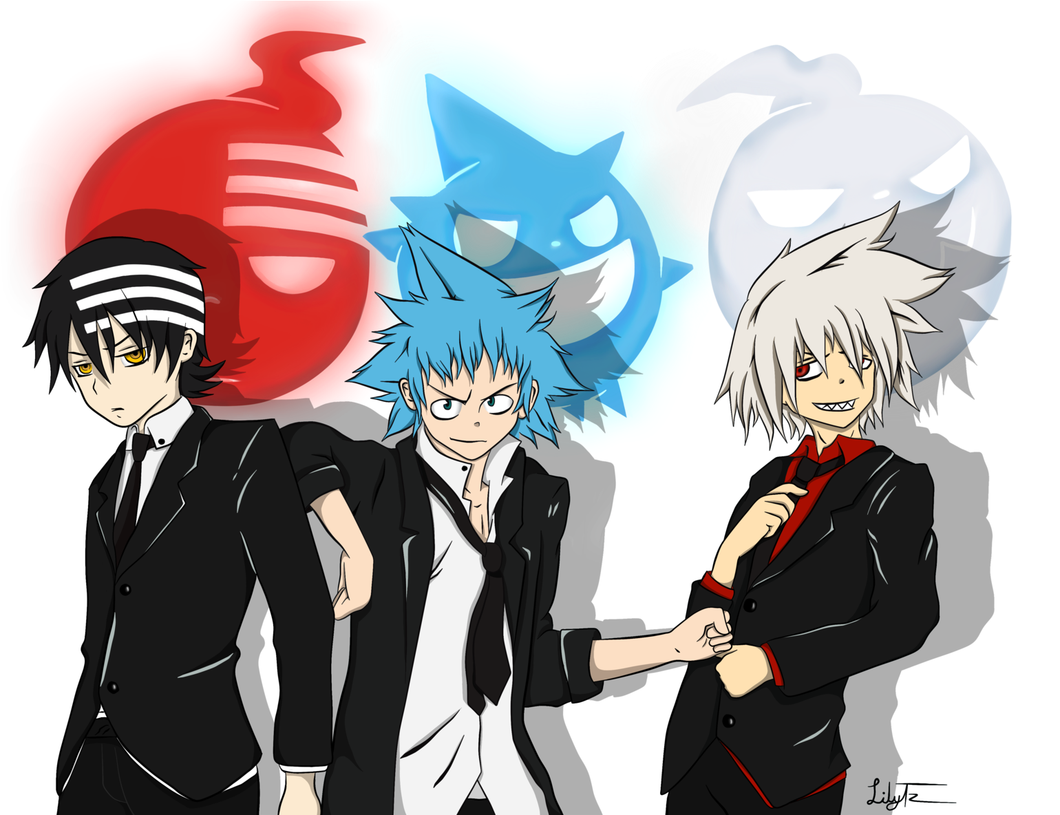 Soul Eater- Death The Kid, Black Star, And Soul Eater - Soul From Soul Eater Not (1600x1183), Png Download