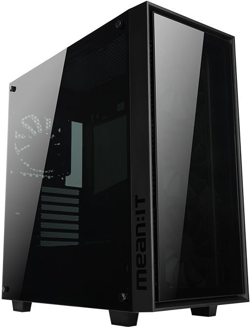Computer Cases - Meanit 5pm Series - 5pm Blk - Tempered Glass Gaming (690x690), Png Download