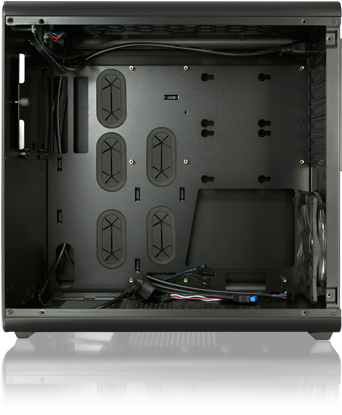 Rajintek Thetis Black Window Atx Tempered Glass Side (383x416), Png Download