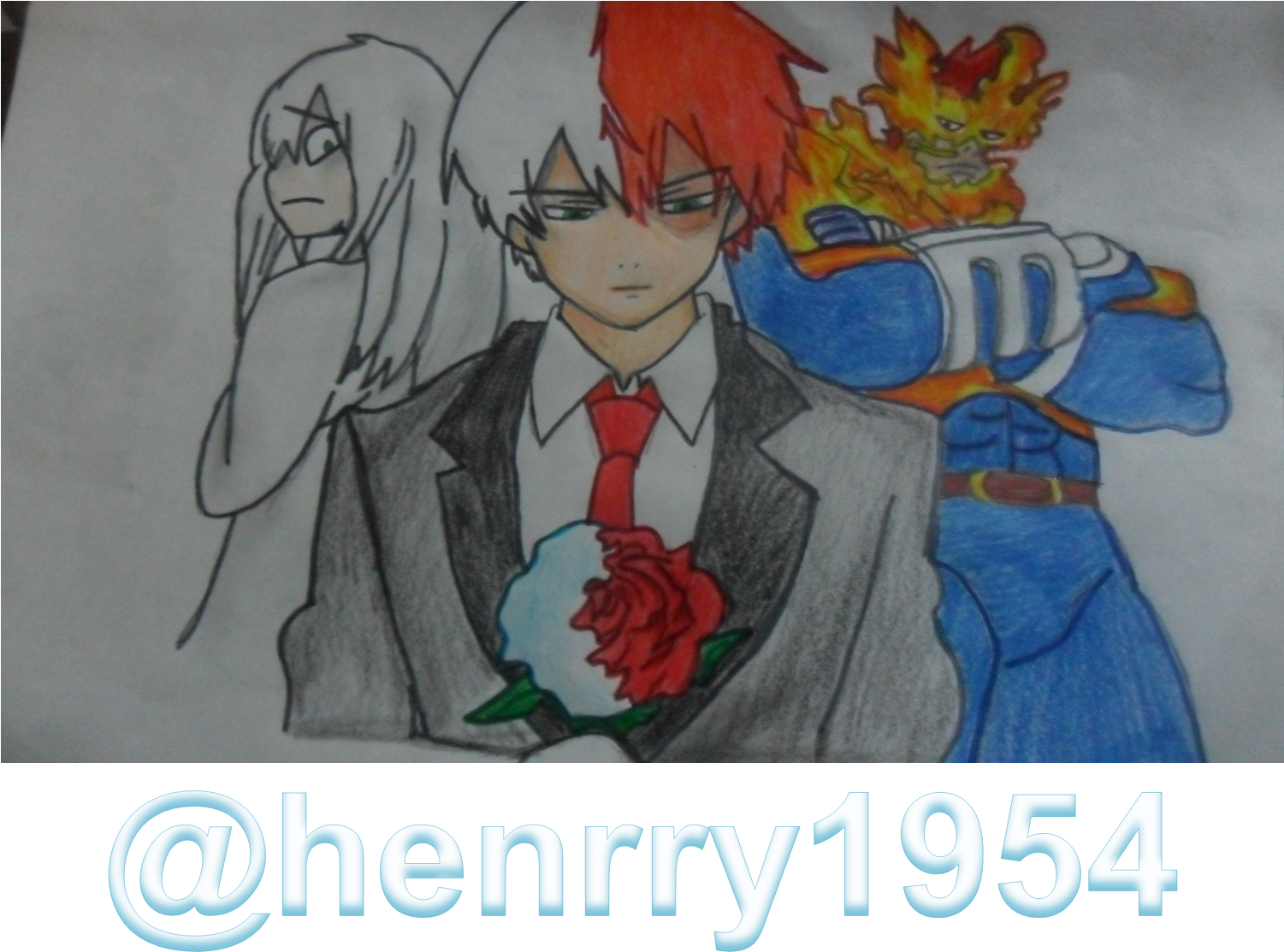 Todoroki Shouto And His Parents - Drawing (1502x1127), Png Download