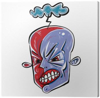 Angry Face Icon With Storming Cloud - Cartoon (400x400), Png Download