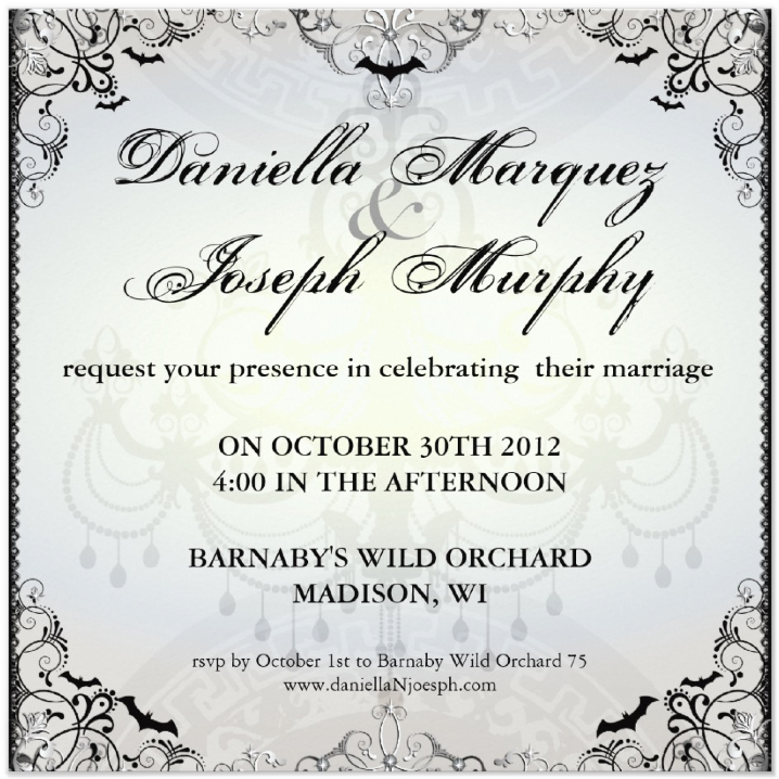 Fancy Gothic Bats Halloween Wedding Invites From Zazzle - Nightmare Before Christmas Wedding Invitation (841x841), Png Download