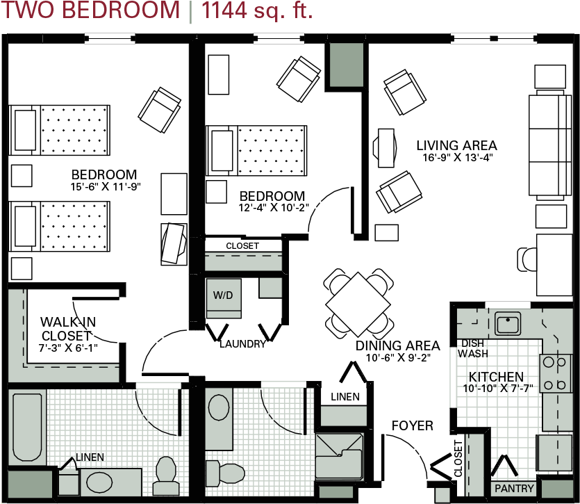 Thotgs Twobedroom 1144sqft - Bedroom (1051x912), Png Download