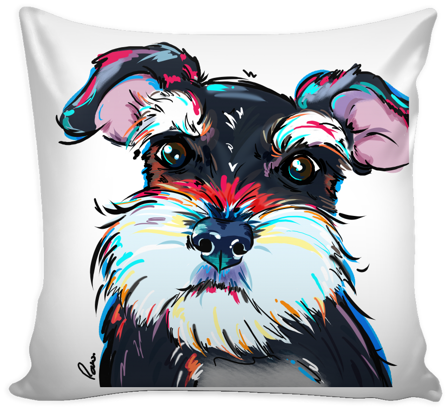 Schnauzer Pillow Cover - Pillow (1024x1024), Png Download