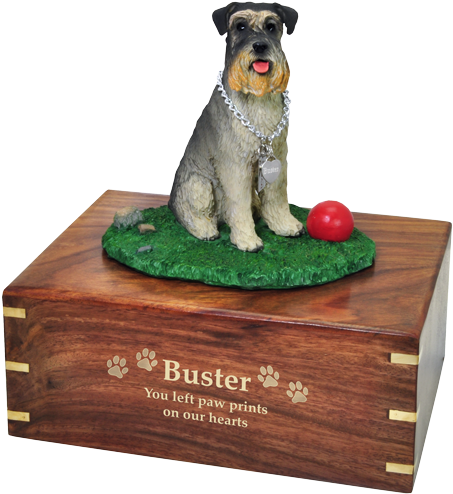 Schnauzer On Grass With Ball Dog Urn Engraved With - Memorial Urns (500x500), Png Download