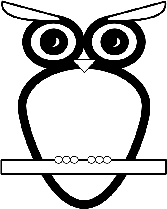 Bw Owl Black White Line Art 999px 43 - Owl (999x706), Png Download
