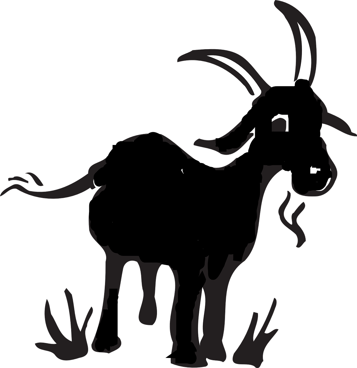 White Goat And Black Goat Cartoon (582x598), Png Download
