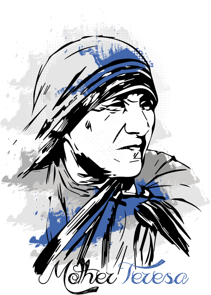 Mother Teresa Men's Printed T Shirt - Mother Teresa Graphic Design (693x1040), Png Download