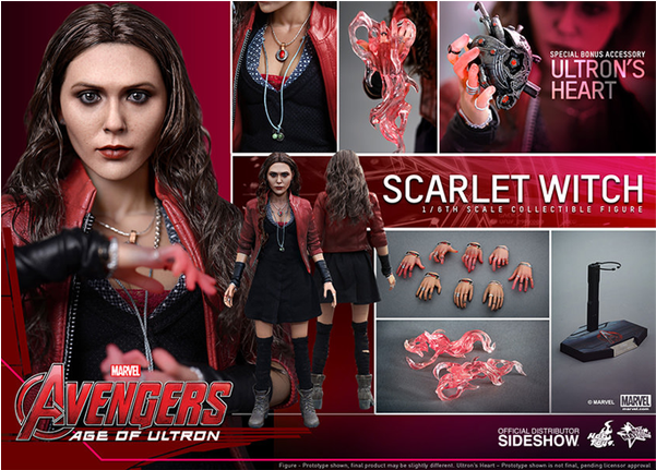 Age Of Ultron - Age Of Ultron Scarlet Witch Hot Toys (600x600), Png Download