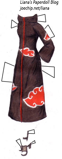 Naruto Akatsuki Cloud Cloak Tabbed - Velvet (261x685), Png Download