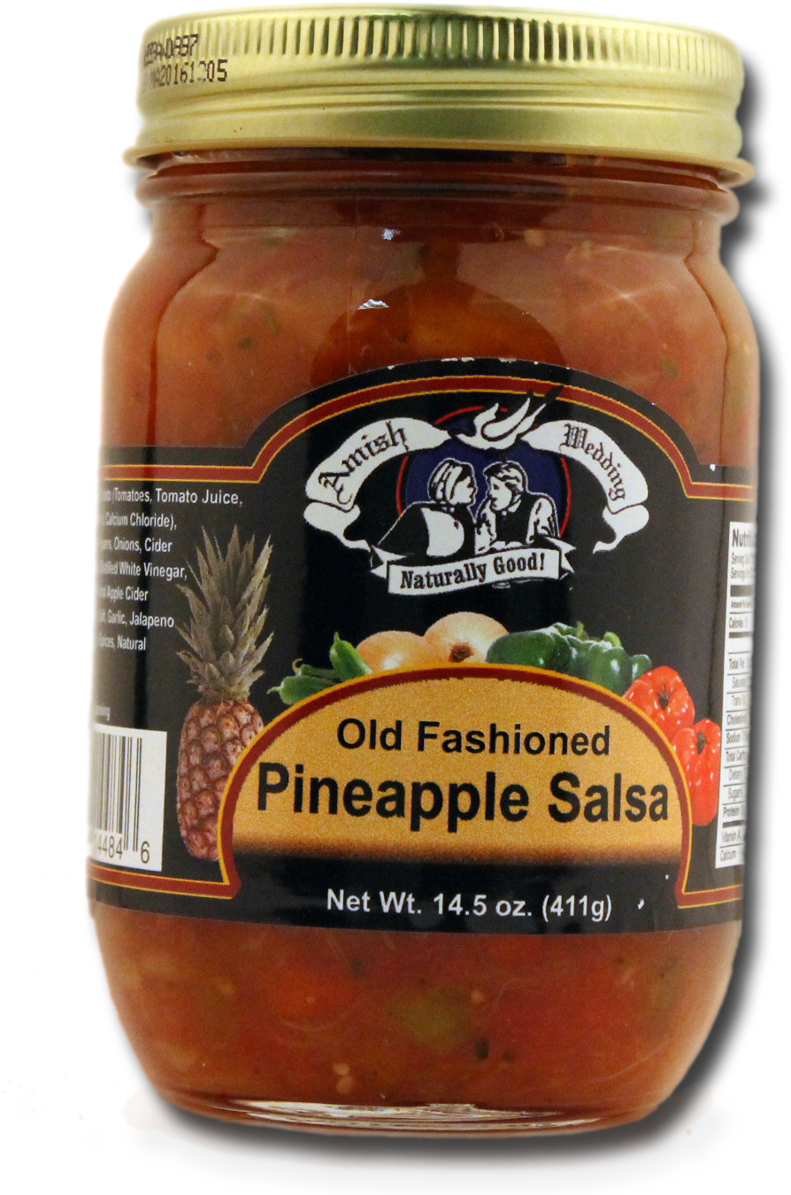 Pineapple Salsa - Troyer Amish Wedding Hot Salsa - 14.5 Oz. (1008x1435), Png Download