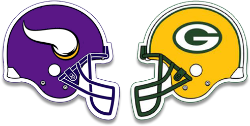 Minnesota Vikings & Greenbay Packers - Vikings Vs Packers Helmets (500x250), Png Download