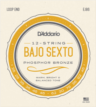 D'addario Ej86 Bajo Sexto Phosphor Bronze - 12-string (530x371), Png Download