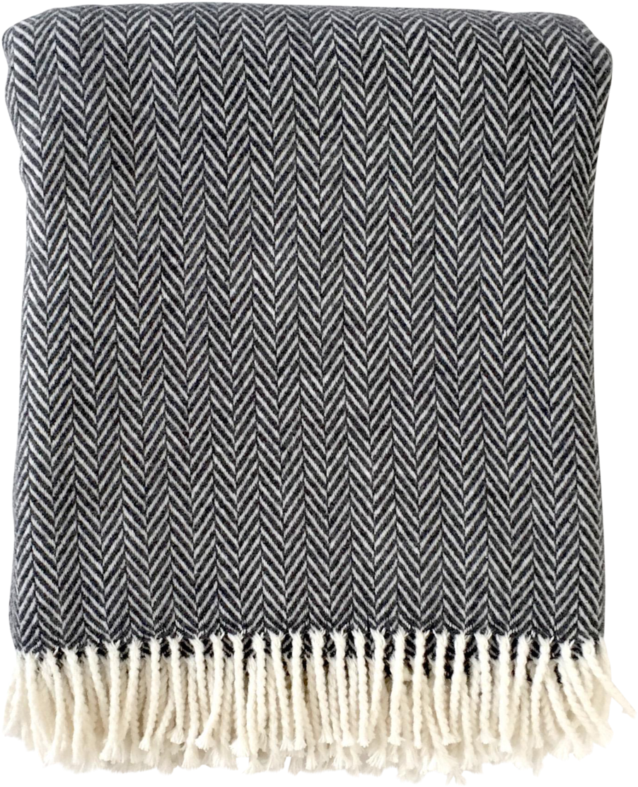 Fringed Herringbone Throw Blanket In Charcoal (1000x1234), Png Download
