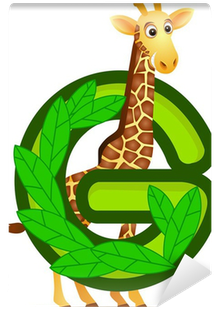 Animal Alphabet G With Giraffe Cartoon Wall Mural • - G For Giraffe (400x400), Png Download