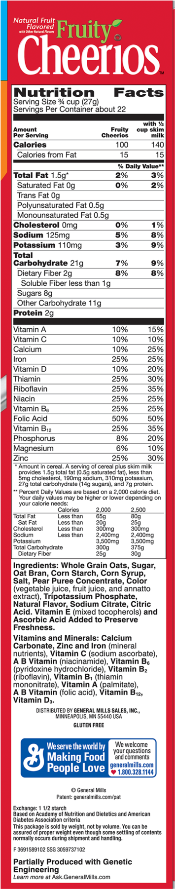 Fruity Gluten Free Cheerios Breakfast Cereal, - Apple Cinnamon Cheerios Cereal - 22.7 Oz Box (1800x1800), Png Download