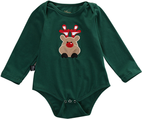 Christmas Deer Green Bodysuit - Dress (600x600), Png Download