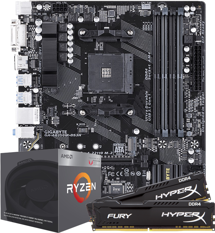 Ccl Advantage Ryzen Motherboard Bundle - Gigabyte Ga Ab350m Ds3h (744x819), Png Download