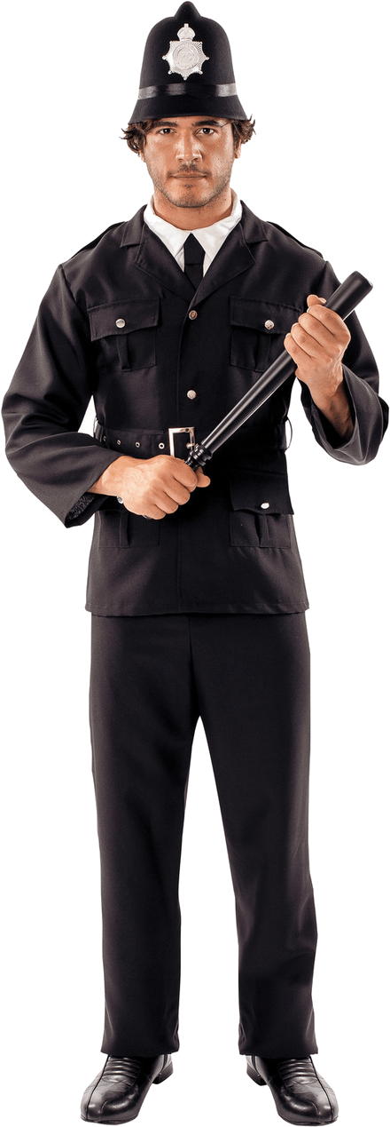 Adult Policeman With Helmet Fancy Dress Costume (800x1268), Png Download