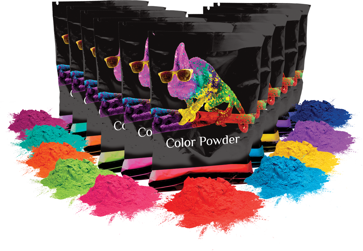 Holi Color Powder 10pk 70g Each Red, Yellow, Navy Blue, (1197x828), Png Download