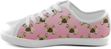 Cute Pugs On Pink Gradient Background Canvas Kid's - Skate Shoe (500x500), Png Download