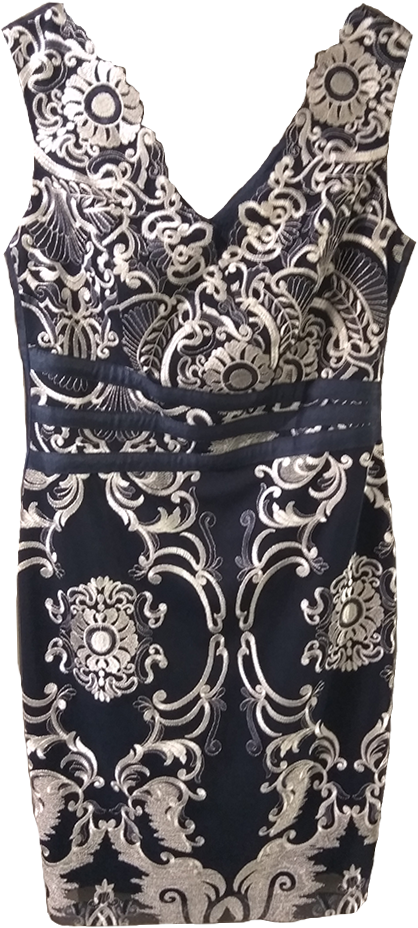 Mini Dress In Straight Line With White Lace - Lace (960x960), Png Download