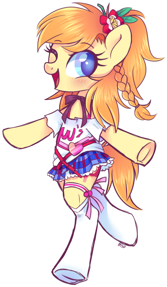 Taesuga, Bipedal, Blushing, Braid, Clothes, Cute, Flower, - Cute Honoka Kousaka (598x1024), Png Download