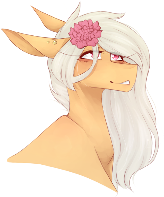 Riressa, Flower, Flower In Hair, Oc, Safe, Simple Background, - Cartoon (609x700), Png Download