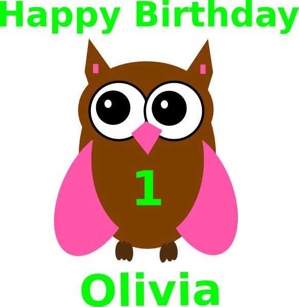 Pink Owl Olivia Birthday 2 Clip Art At Clker - Clip Art (582x598), Png Download