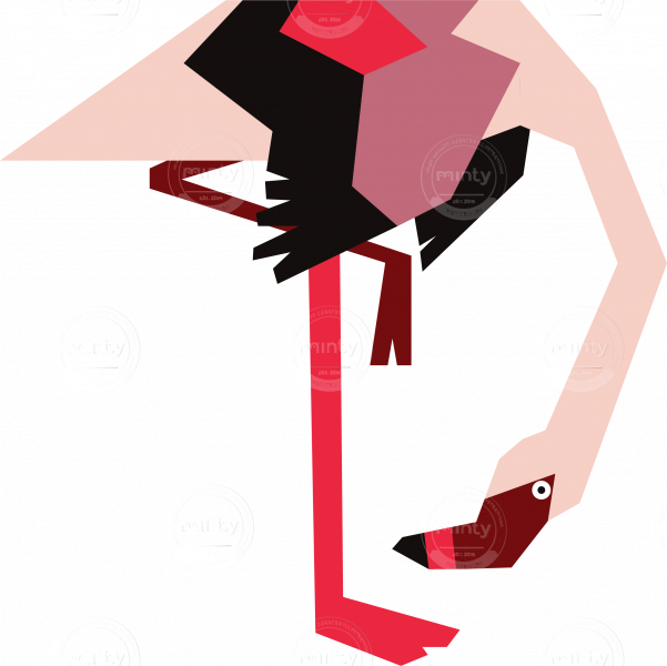 Pink Flamingo Standing (601x600), Png Download