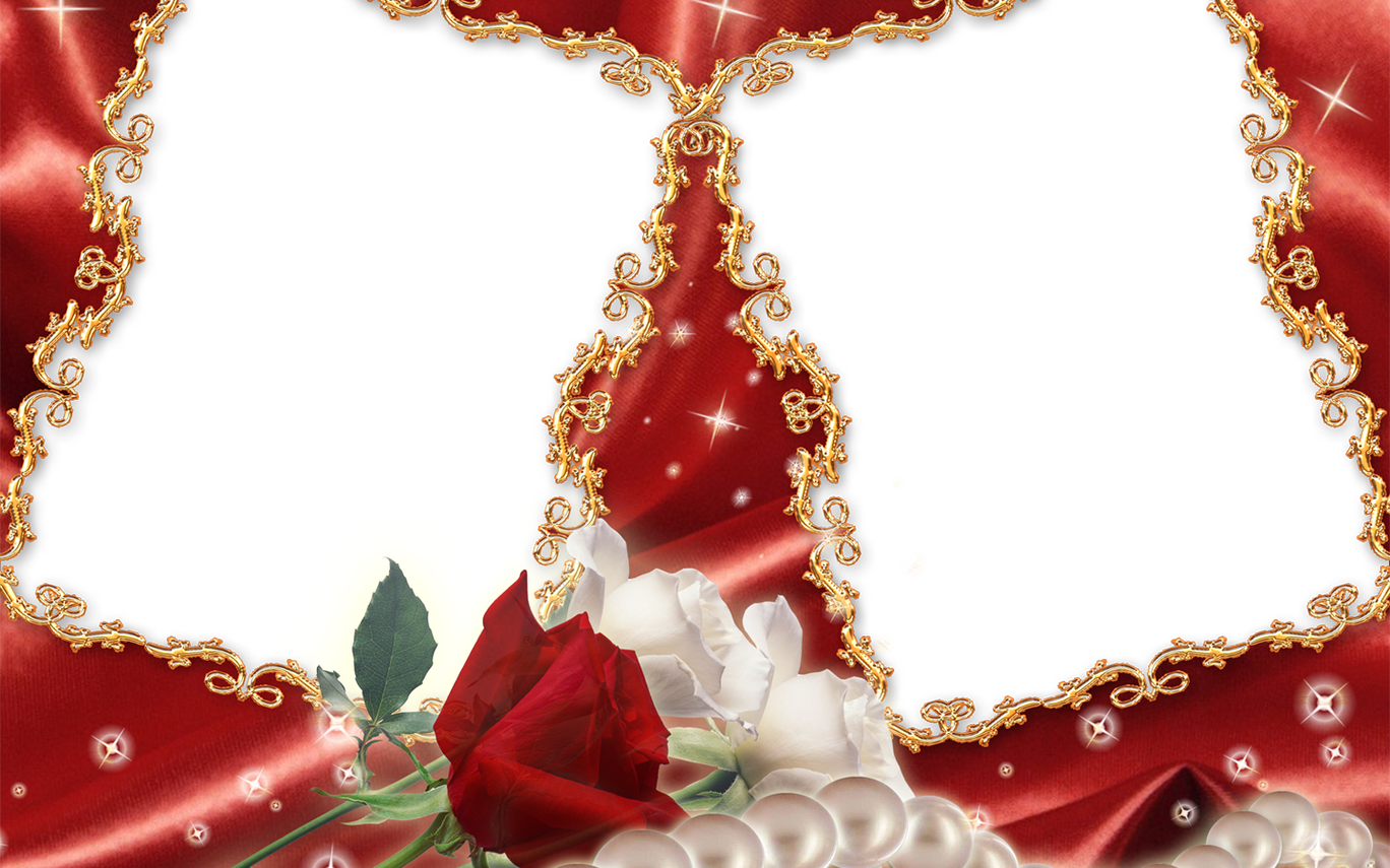 Red Flower Frame Transparent Png Png Mart - Wedding Photos Frame Png (1368x855), Png Download