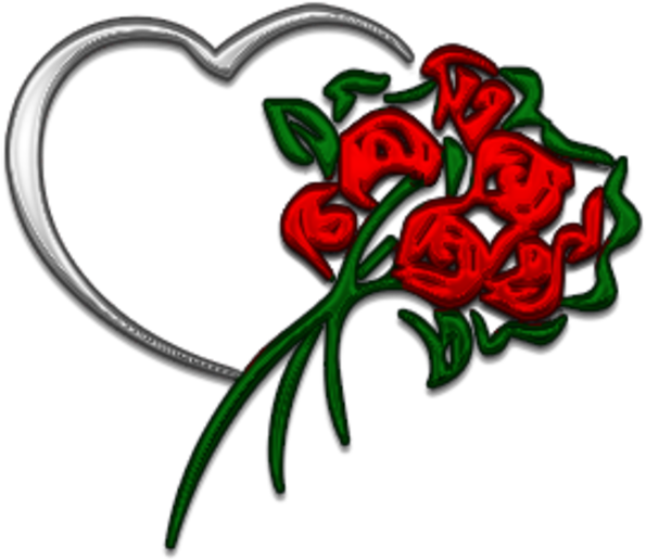 Heart With Flower Png (600x600), Png Download