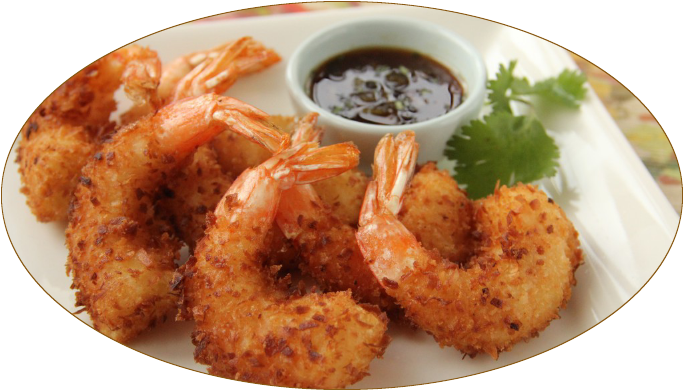 Fried Jumbo Shrimp - Camarones Al Coco Png (684x391), Png Download