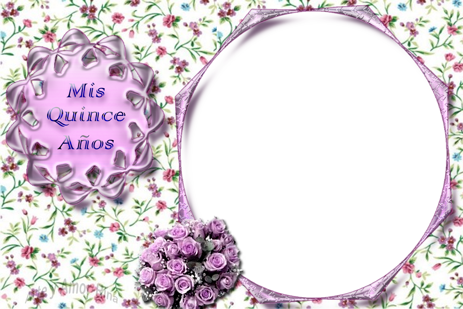 Hecho Por Llampac - Marcos Para Fotos De Xv Años En Morados Png (1500x1000), Png Download