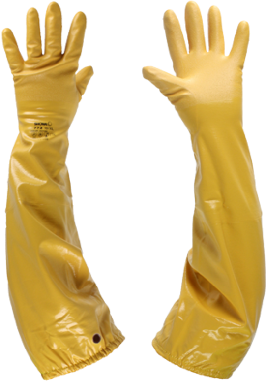 Long Yellow Rubber Gloves (550x778), Png Download
