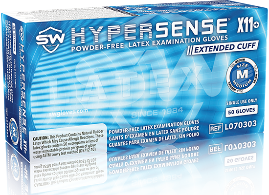 Hypersense X11 Latex Medical/exam Gloves - Sw Gloves Hypersense X11+ Latex Medical/exam Gloves (550x400), Png Download