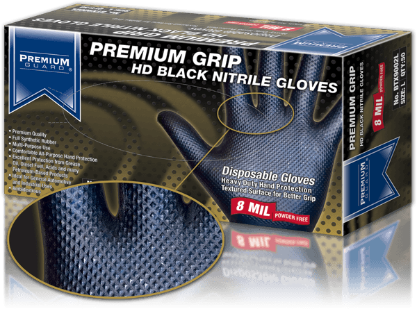 Textured Nitrile Gloves - Premium Guard Gloves (600x445), Png Download