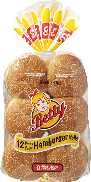 Hamburger Sesame 4″ - Betty Bun (367x640), Png Download